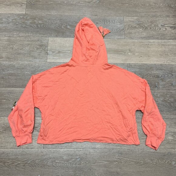 Aulani Disney Resort Moana Cropped Hoodie Longsleeve Large Hawaii Orange Peach - Picture 4 of 12